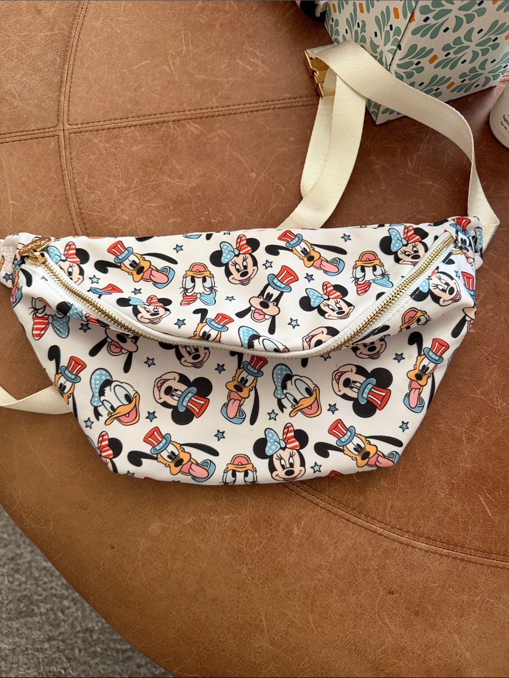 White USA Disney Character Print Crossbody Bag LARGE